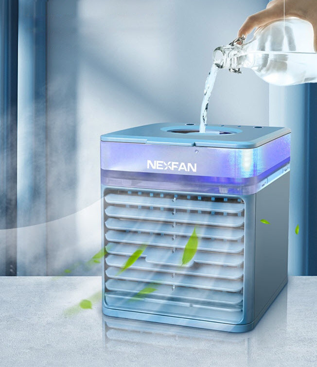 Quạt hơi nước mini để bàn 3 tốc độ gió pin sạc có đèn UV Nexfan NF001
