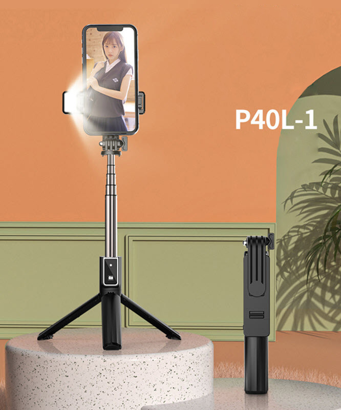 Gậy selfie có remote chụp bluetooth kèm đèn Led OEM P04L-1