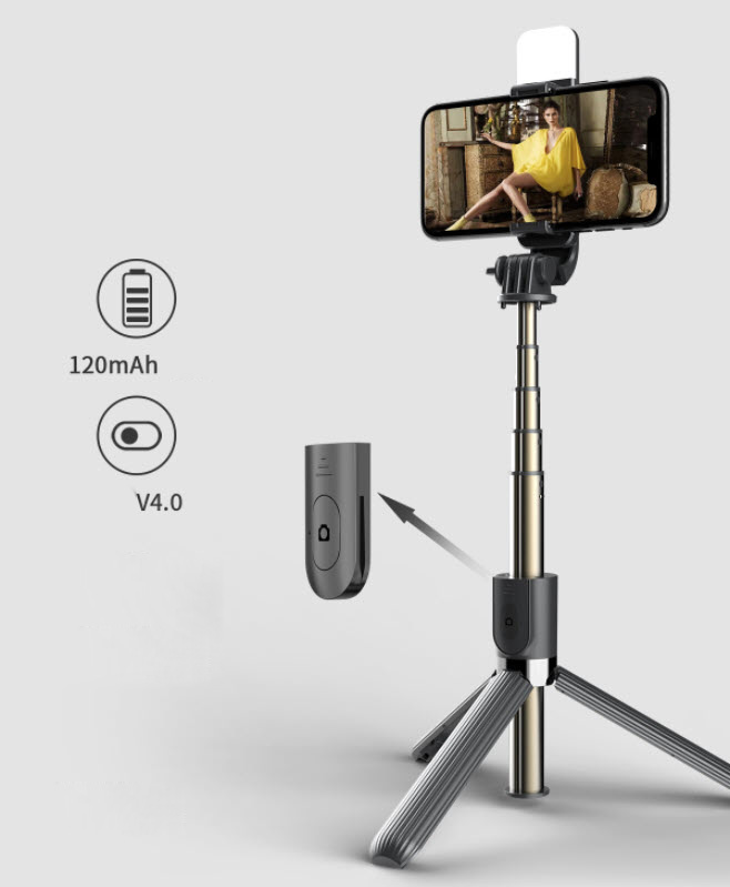 Gậy selfie có remote chụp từ xa bluetooth kèm đèn Led OEM L03S
