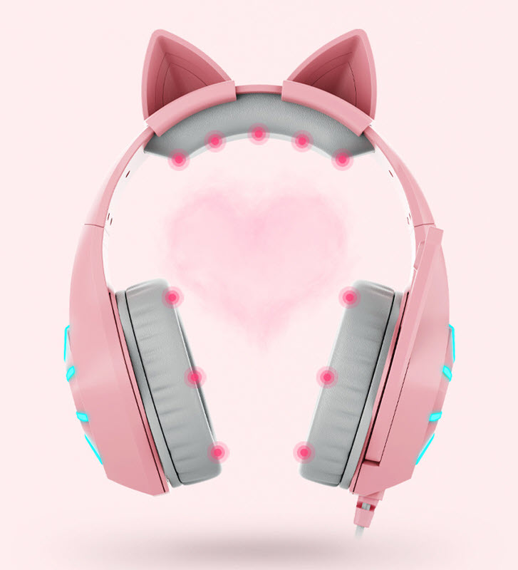 Tai nghe chơi game streamer tai mèo cho nữ Crown G102