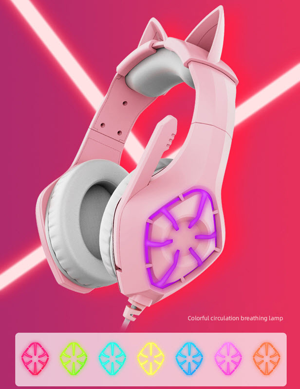 Tai nghe chơi game streamer tai mèo cho nữ Crown G102