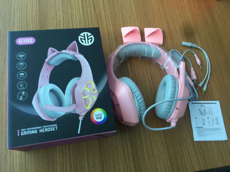Tai nghe chơi game streamer tai mèo cho nữ Crown G102