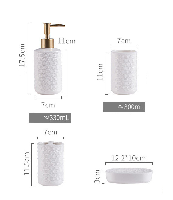 Bộ đồ dùng nhà tắm 5 món sứ Ceramic 330ml Zixin ZANE14