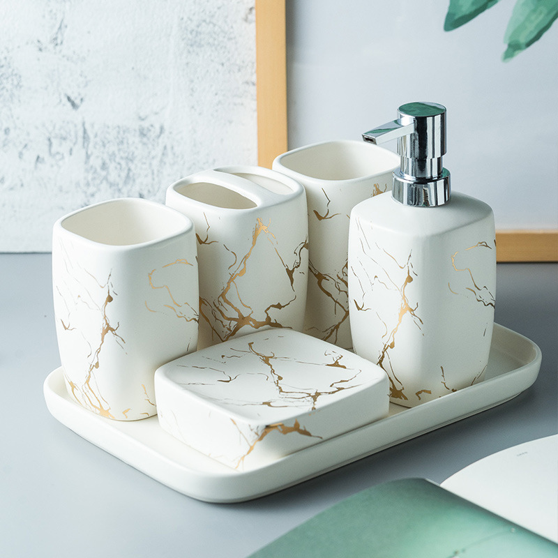 Bộ đồ dùng nhà tắm 6 món sứ Ceramic 350ml Zixin ZANE15