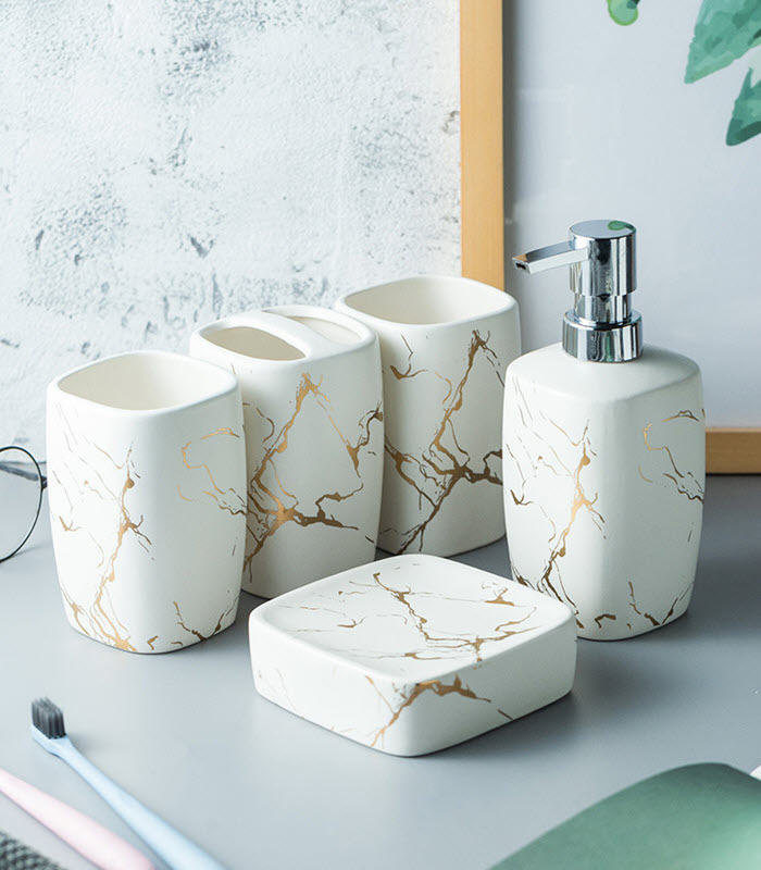 Bộ đồ dùng nhà tắm 6 món sứ Ceramic 350ml Zixin ZANE15
