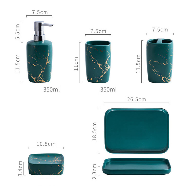 Bộ đồ dùng nhà tắm 6 món sứ Ceramic 350ml Zixin ZANE15