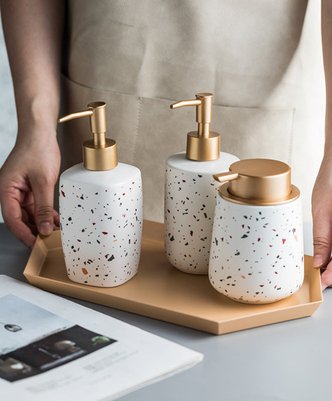 Bình đựng xà bông rửa tay sữa tắm dầu gội gốm sứ 400ml ZIXIN ZANE20
