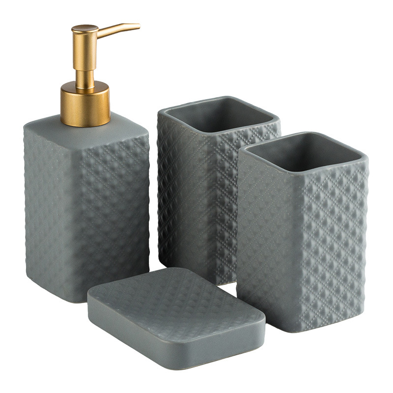 Bộ đồ dùng nhà tắm 4 món sứ Ceramic 350ml Zixin ZANE24