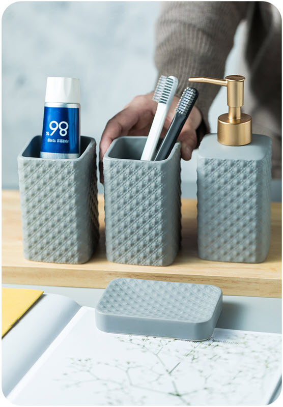 Bộ đồ dùng nhà tắm 4 món sứ Ceramic 350ml Zixin ZANE24