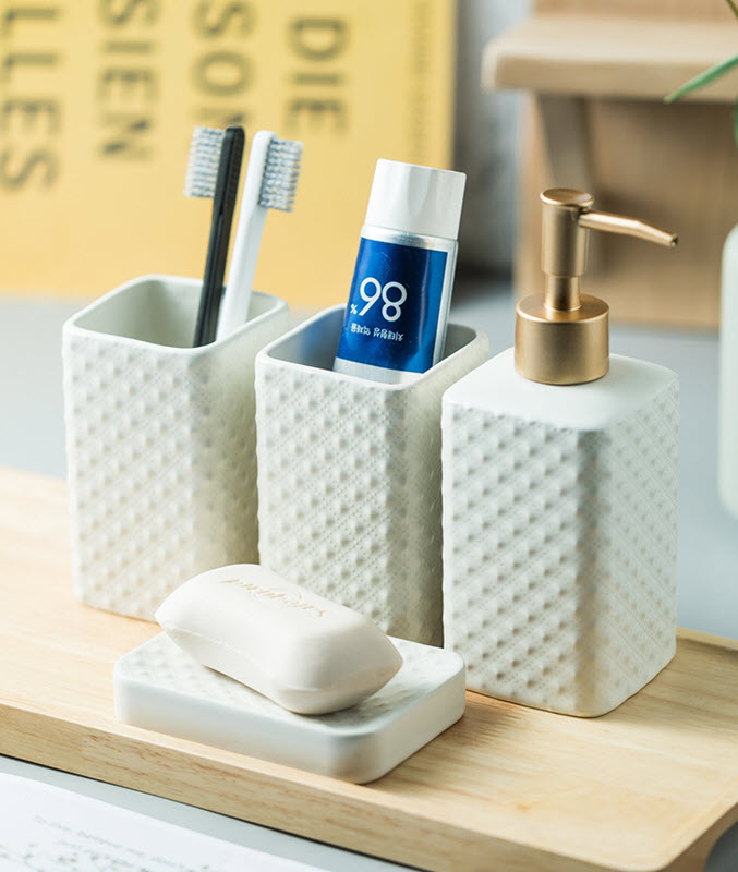 Bộ đồ dùng nhà tắm 4 món sứ Ceramic 350ml Zixin ZANE24