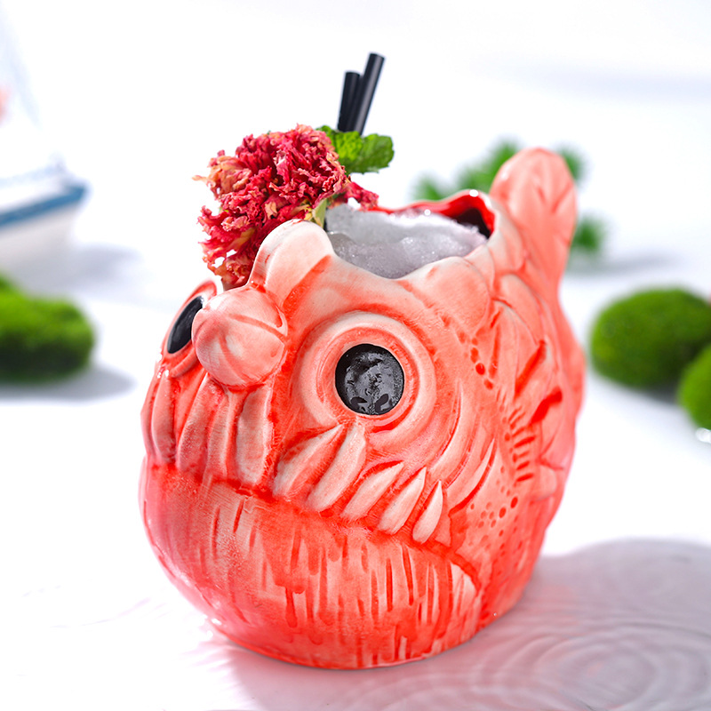 Ly Cocktail gốm sứ hình con cá 710ml Barx BX007