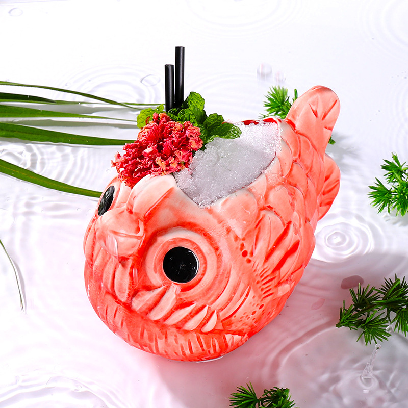 Ly Cocktail gốm sứ hình con cá 710ml Barx BX007