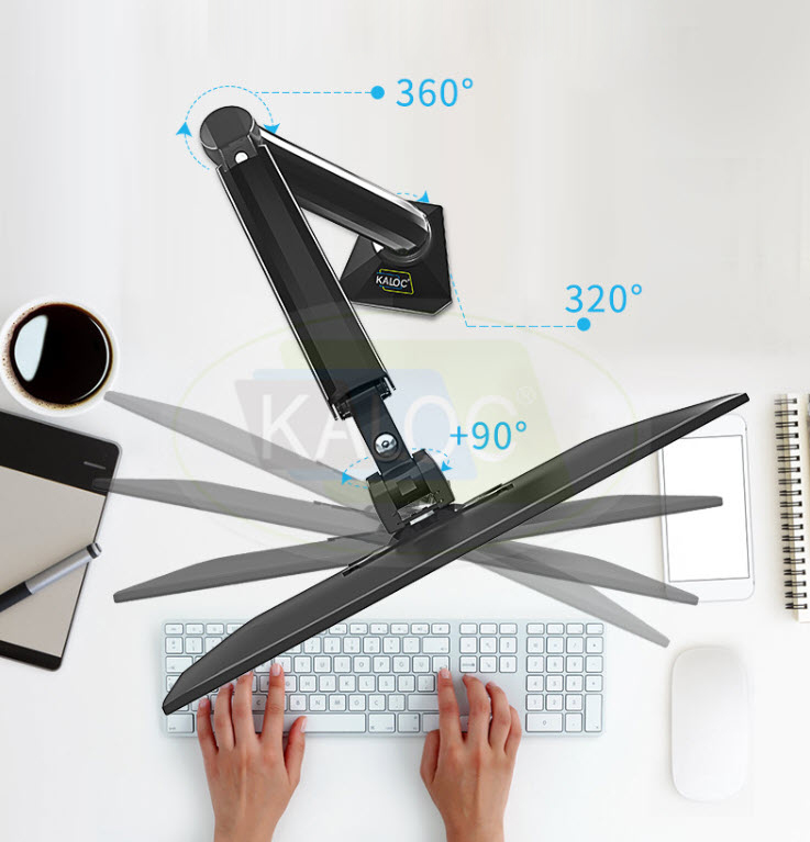 Giá treo màn hình máy tính kẹp bàn 2 trục Kaloc DS90