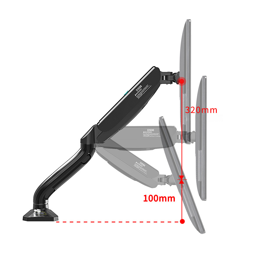 Giá treo màn hình máy tính kẹp bàn 2 trục Kaloc DS90