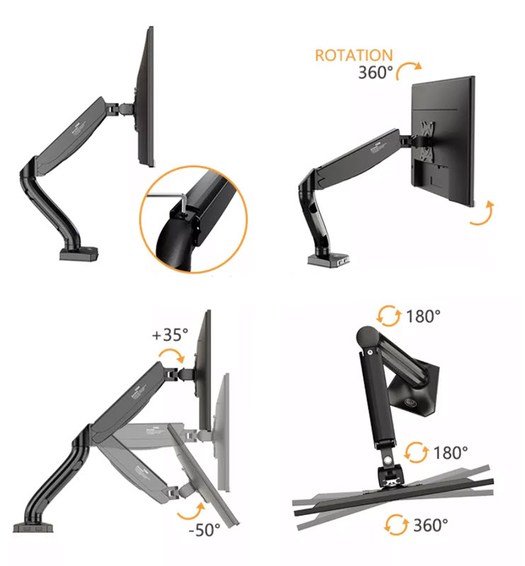 Giá treo màn hình máy tính kẹp bàn 2 trục Kaloc DS90
