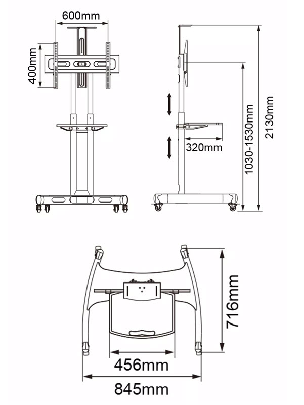 Giá treo Tivi di động chân đứng sàn 32-65inch Kaloc KLC150