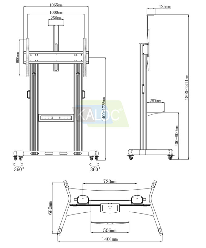 Giá treo Tivi di động đứng sàn 60-100inch Kaloc KLC-AF100