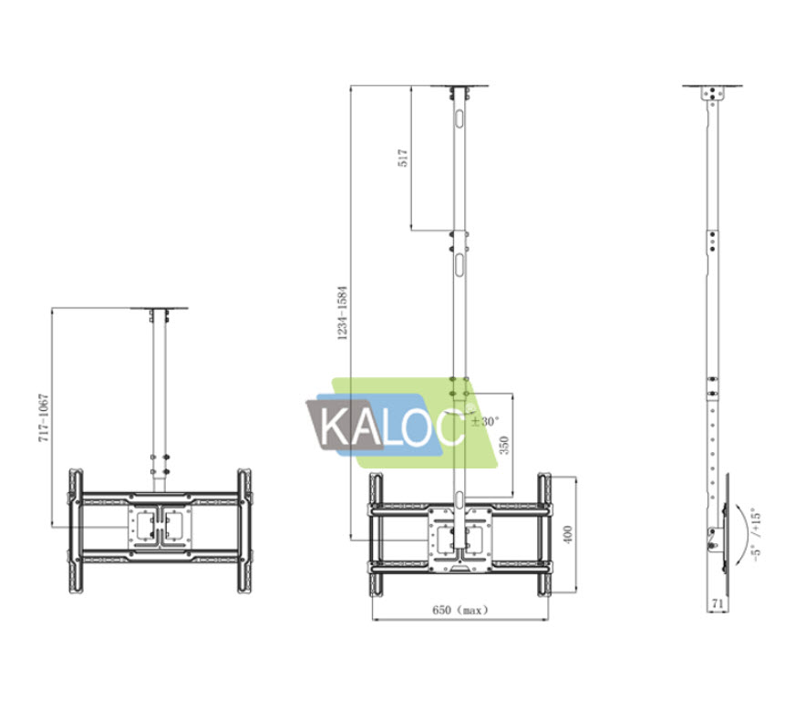 Giá treo Tivi gắn trần tương thích 32-70inch Kaloc KLC-T7015