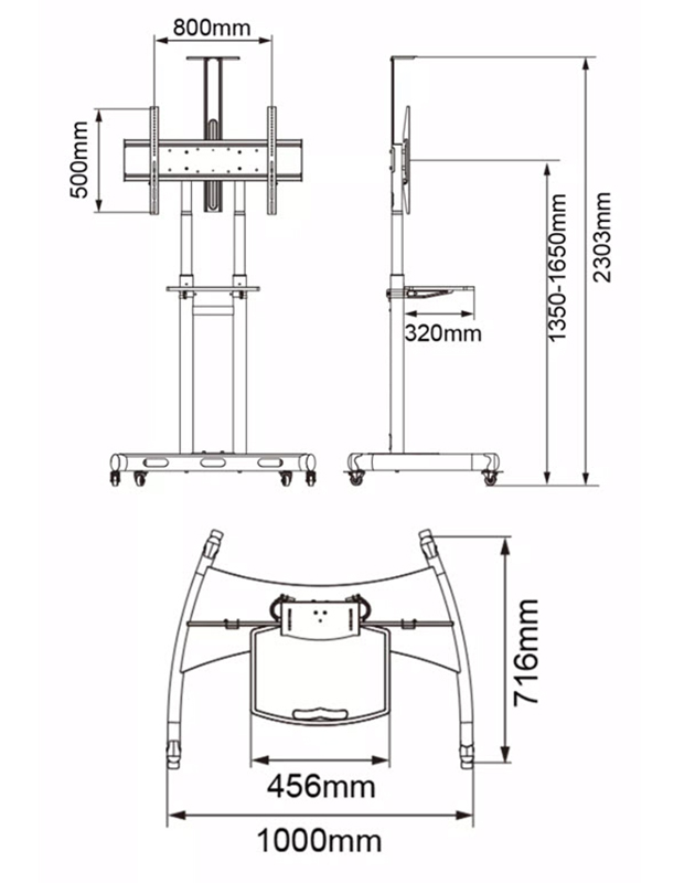 Giá treo Tivi di động chân đứng sàn 55-80inch Kaloc KLC180