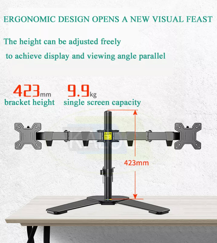 Giá treo 2 màn hình máy tính để bàn 20-27inch Kaloc DW220-T