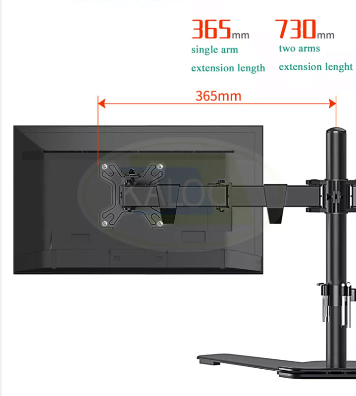 Giá treo 2 màn hình máy tính để bàn 20-27inch Kaloc DW220-T