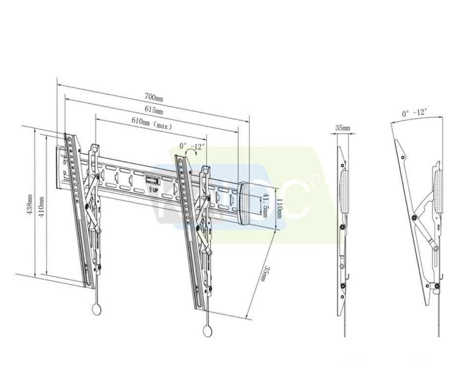 Giá treo Tivi gắn tường tương thích 40-65inch Kaloc KLC-E3T