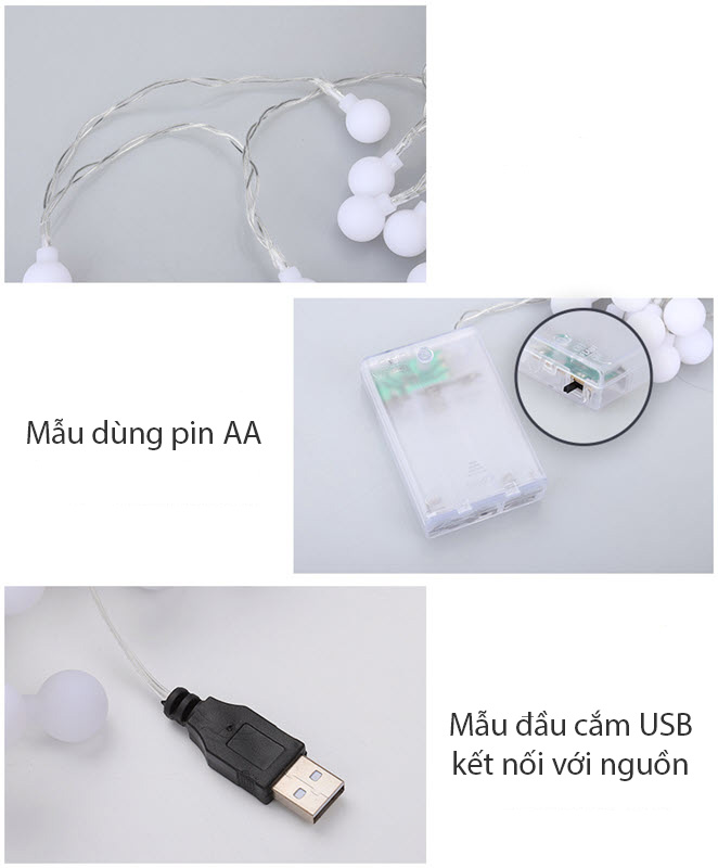 Đèn Led dây trang trí cho cắm trai dã ngoại Contoose CTS24 ánh sáng vàng dùng pin