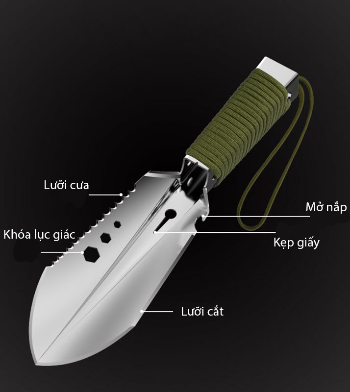 Xẻng làm vườn mini cầm tay đa năng Contoose CTS46 thép cao cấp 26cm