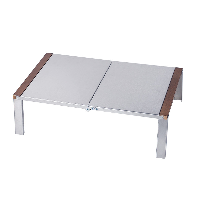 Bàn gấp di động cắm trại dã ngoại 54x27cm Contoose CTS54 thép không rỉ, gỗ Sồi