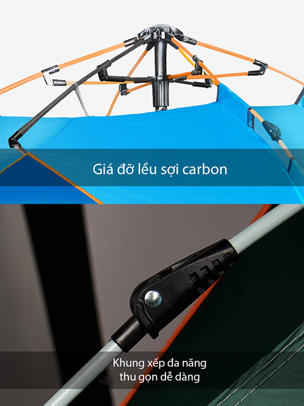 Lều xếp cắm trại dã ngoại 2/4 người Contoose CTS55 vải Oxford 210D chống thấm