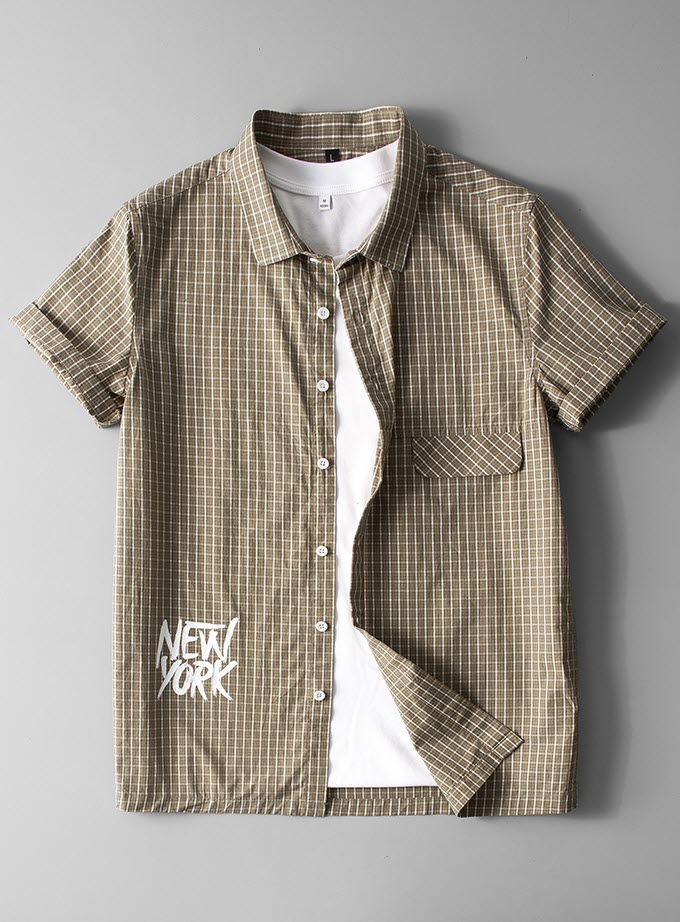 Áo sơ mi nam 100% cotton ManStar MSL810116 phối caro họa tiết