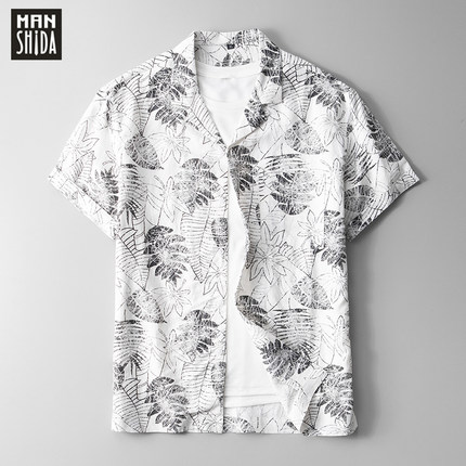 Áo sơ mi linen nam họa tiết ManStar SDL28270 retro summer style