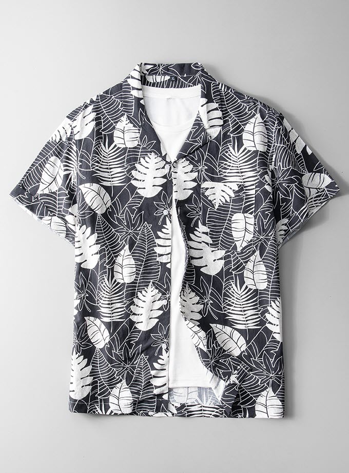 Áo sơ mi linen nam họa tiết ManStar SDL28270 retro summer style
