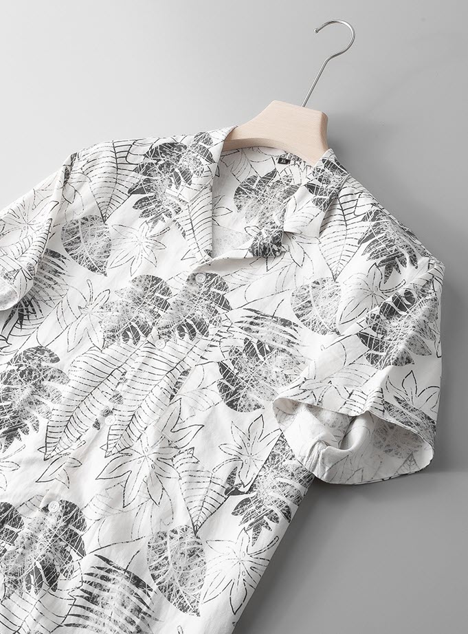 Áo sơ mi linen nam họa tiết ManStar SDL28270 retro summer style