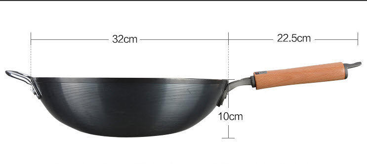 Chảo thép Nhật chống dính vật lý quai gỗ 32cm TAMASAKI TGLW32
