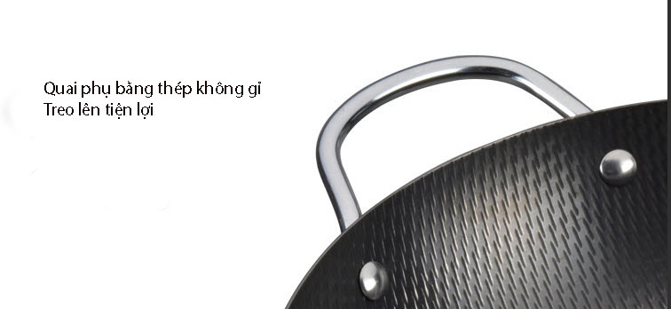 Chảo thép Nhật chống dính vật lý quai gỗ 32cm TAMASAKI TGLW32