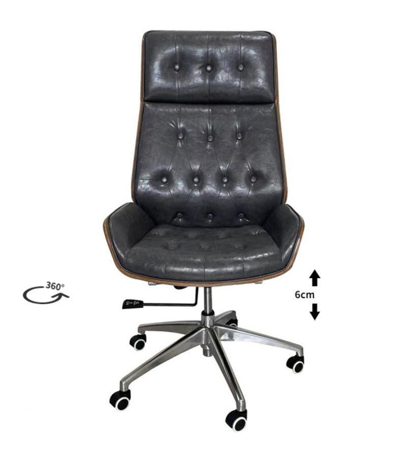 Ghế văn phòng ghế CEO Pinrui PR5052 khung gỗ da PU chân hợp kim
