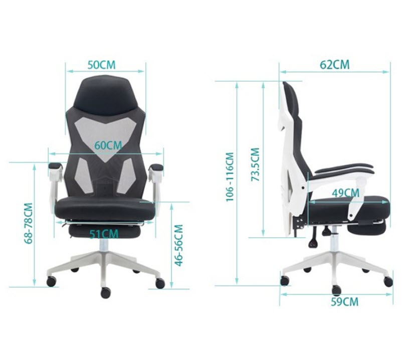 Ghế văn phòng ghế gaming Pinrui PR7002 mặt lưới có gác chân