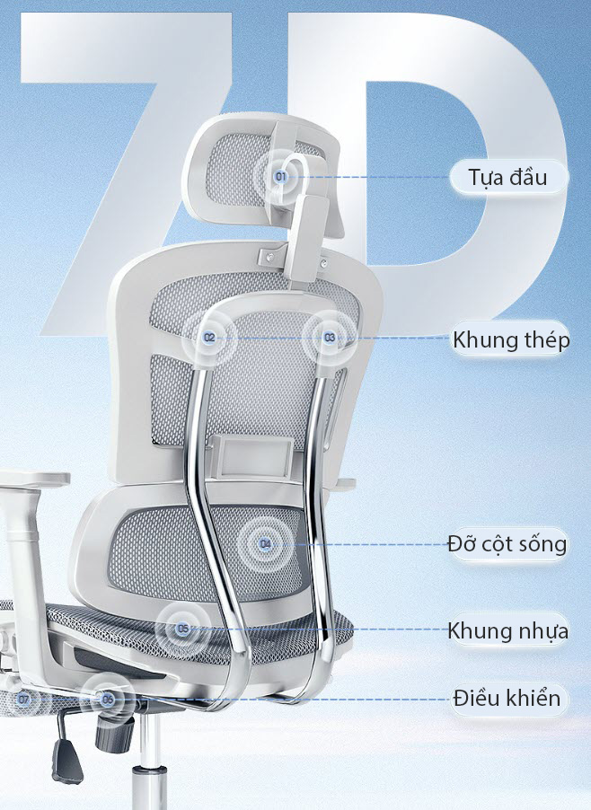 Ghế văn phòng ghế công thái học mặt lưới Lectra JT311 ngả lưng 145 độ có gác chân
