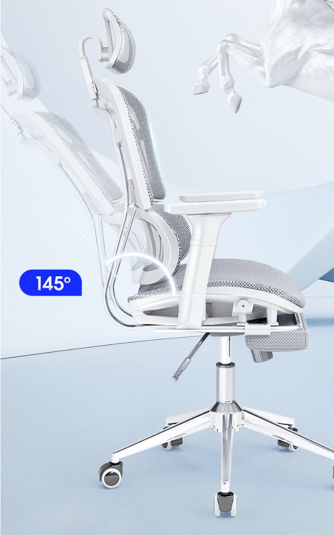 Ghế văn phòng ghế công thái học mặt lưới Lectra JT311 ngả lưng 145 độ có gác chân