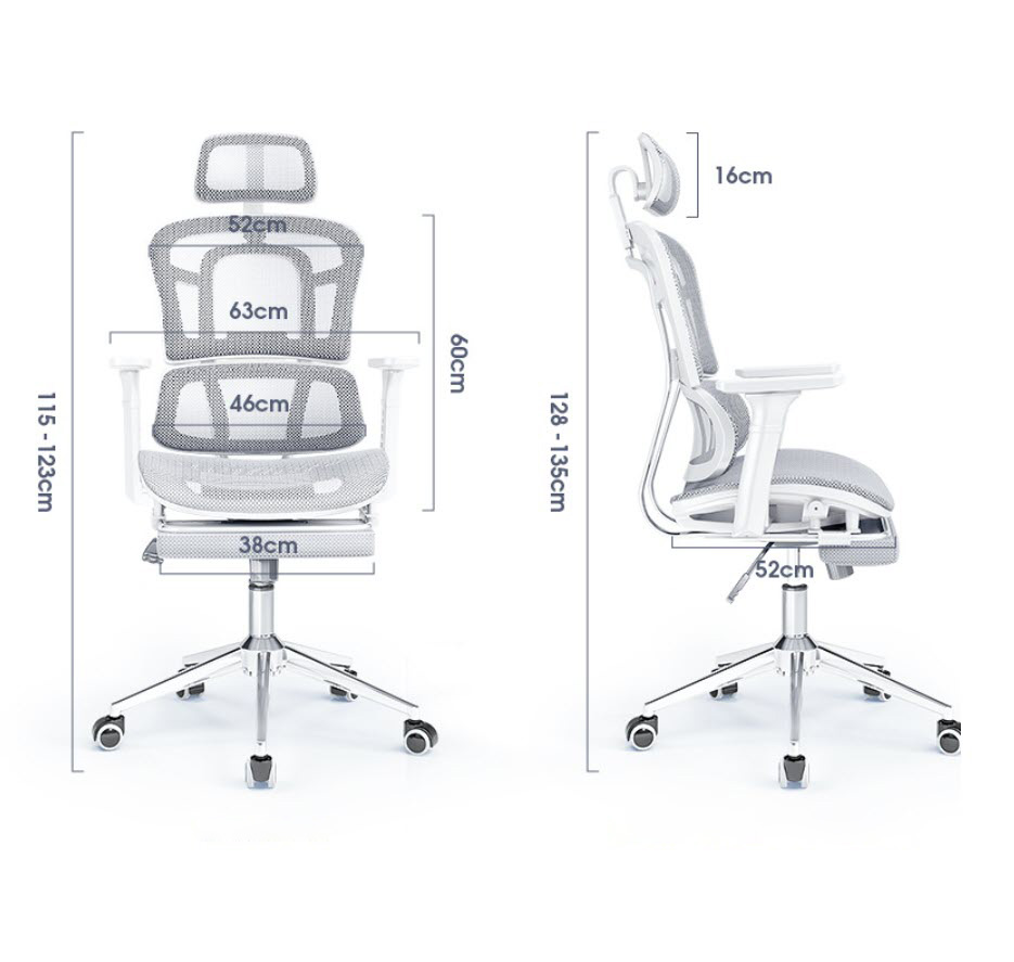 Ghế văn phòng ghế công thái học mặt lưới Lectra JT311 ngả lưng 145 độ có gác chân