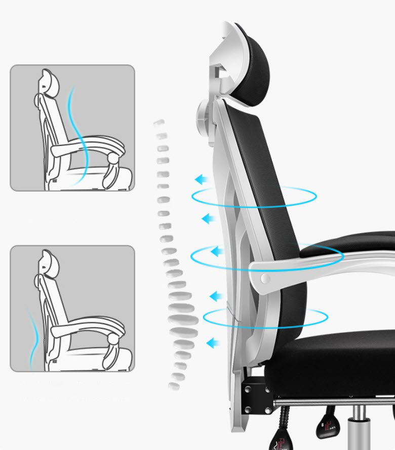 Ghế văn phòng ghế làm việc mặt lưới Lectra JT166 ngả lưng 150 độ có gác chân
