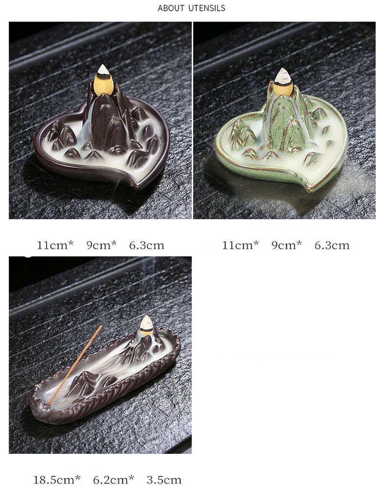 Lư đốt trầm hương gốm sứ hình núi non Nandou XL0083