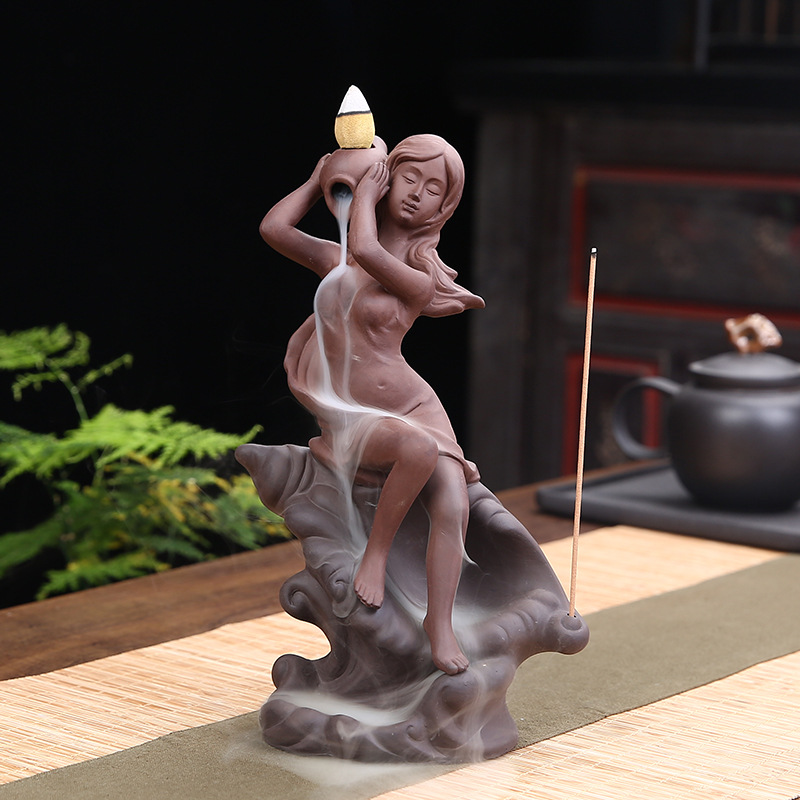 Tháp đốt trầm hương đốt nhang trầm Conch Girl Nandou XL0052
