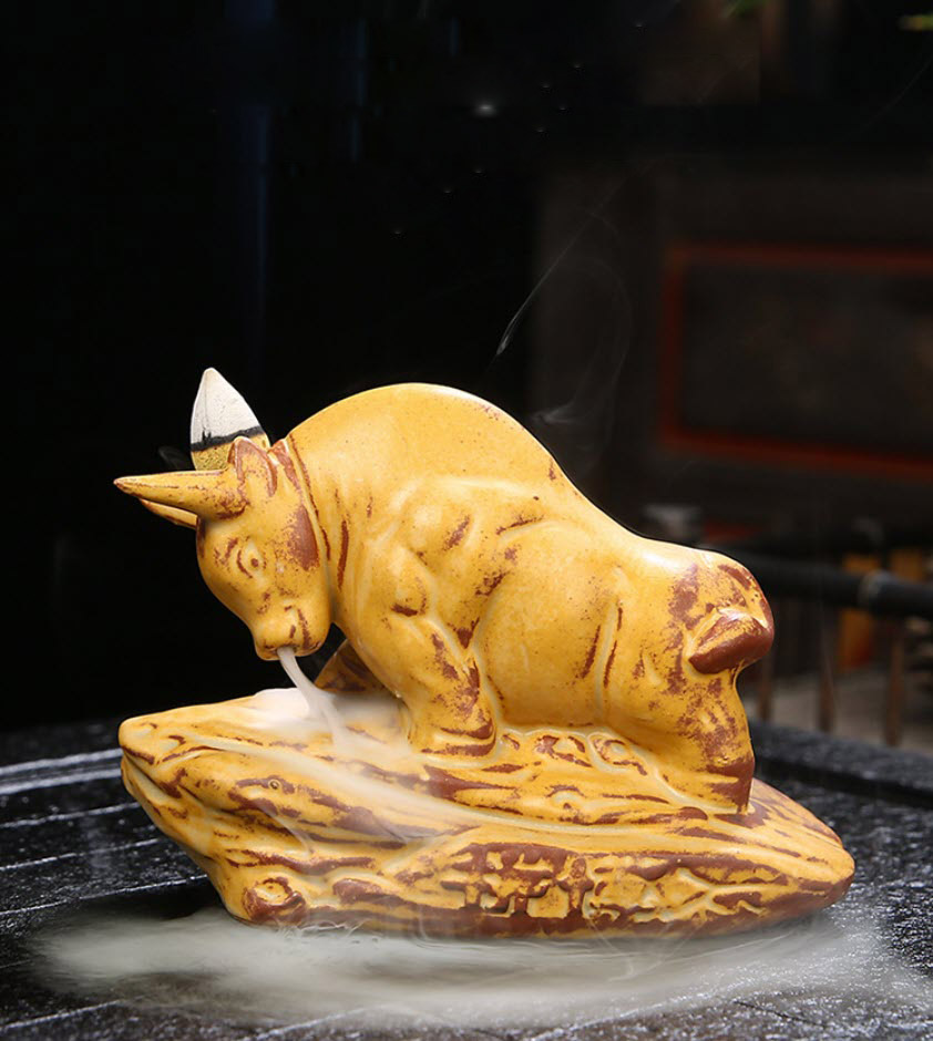 Lư đốt nhang trầm hương tháp đốt trầm Bò Tót Nandou XL0030