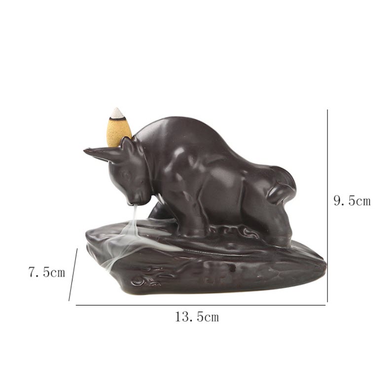 Lư đốt nhang trầm hương tháp đốt trầm Bò Tót Nandou XL0030