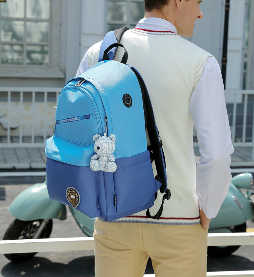 Balo học sinh lớp 3-9 in họa tiết Oxford X882 chống nước tốt