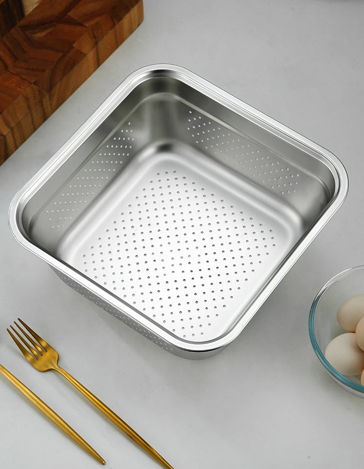 Bộ khay rổ inox 304 đựng và rửa rau củ quả OEM CM51