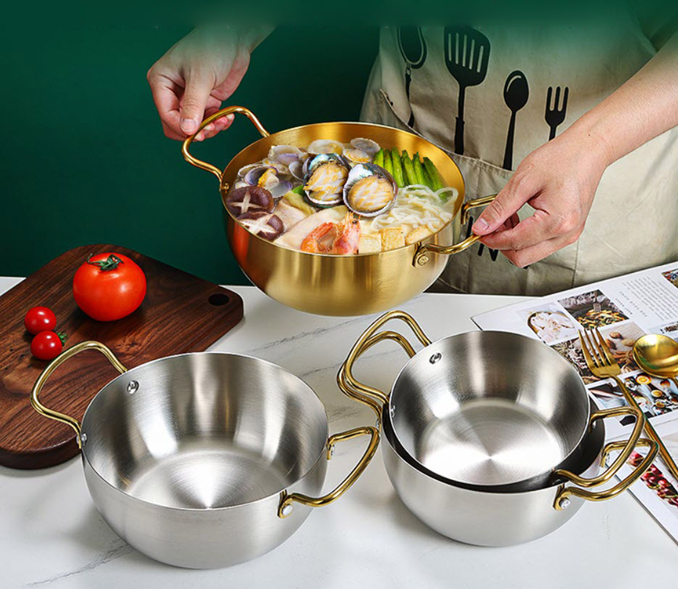 Nồi inox nấu mì các món soup món hải sản OEM CM015