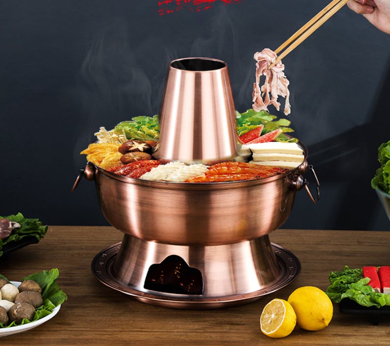 Nồi lẩu 2 ngăn cổ điển dùng than cho nhà hàng OEM LP304D